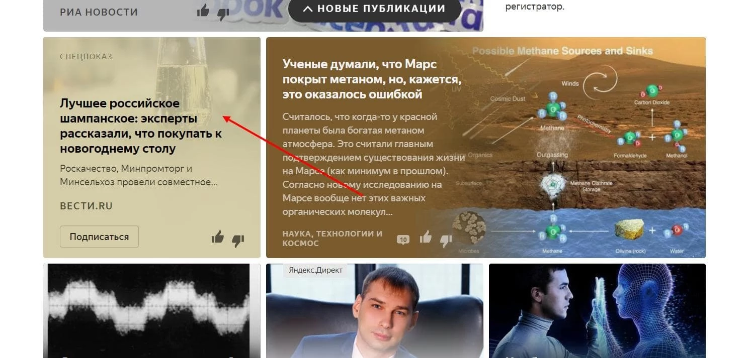 пример нативного рекламного материала в Яндекс.Дзен