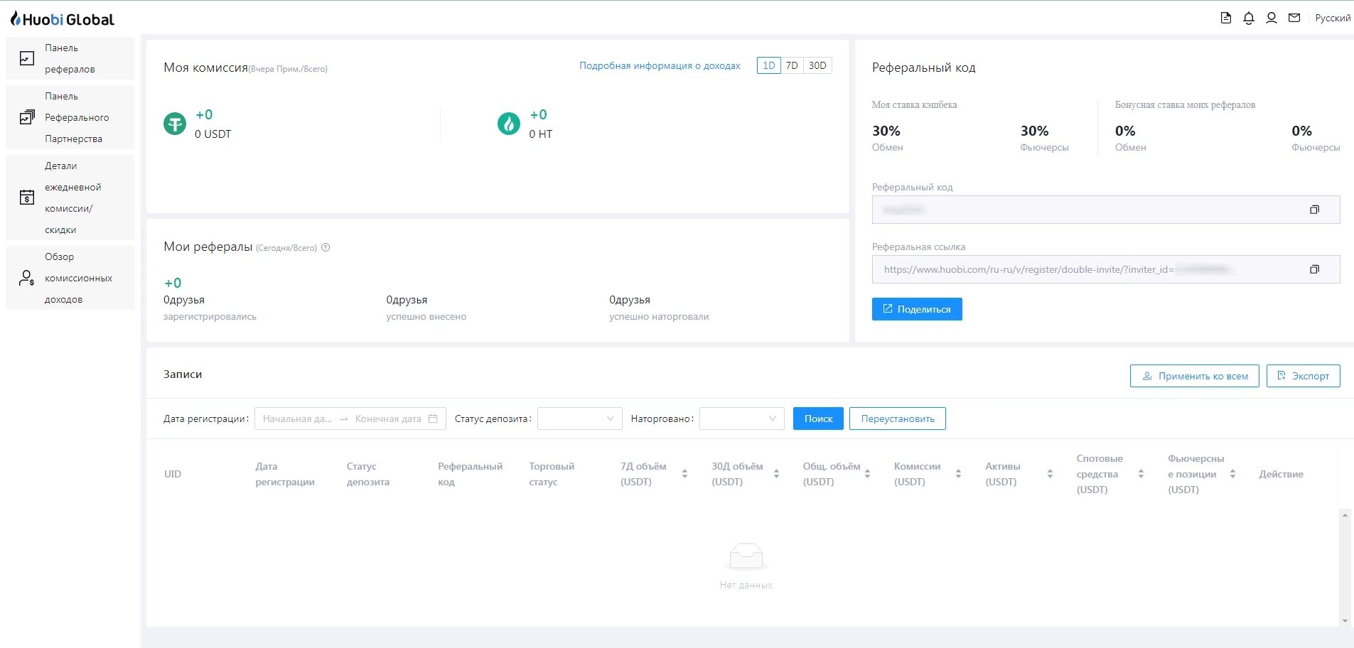 Реферальная программа на HUOBI