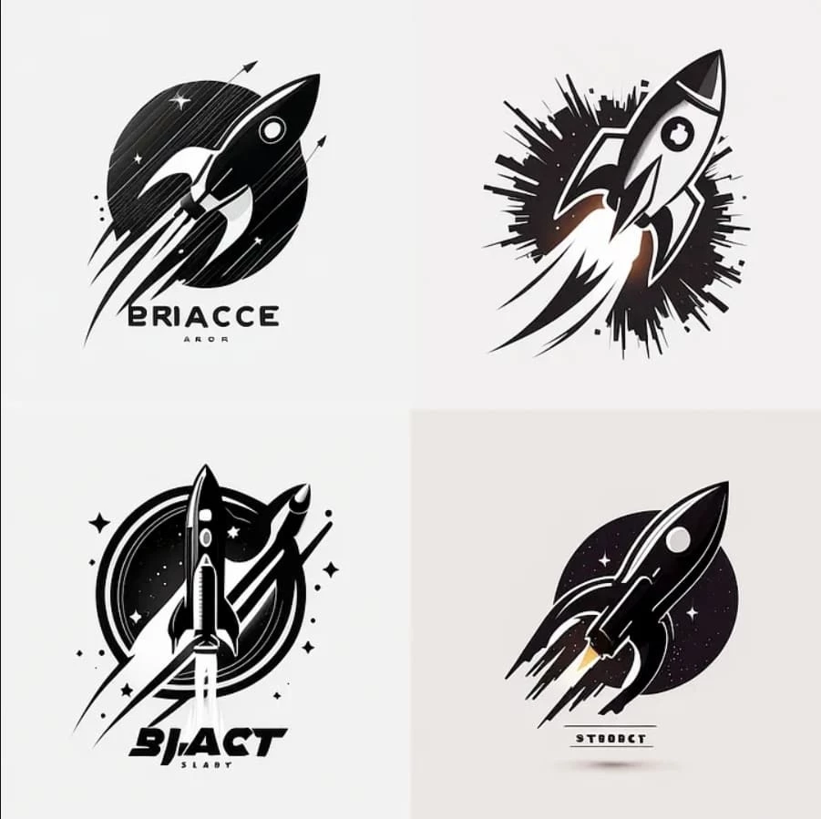 дизайн черного логотипа космической ракеты