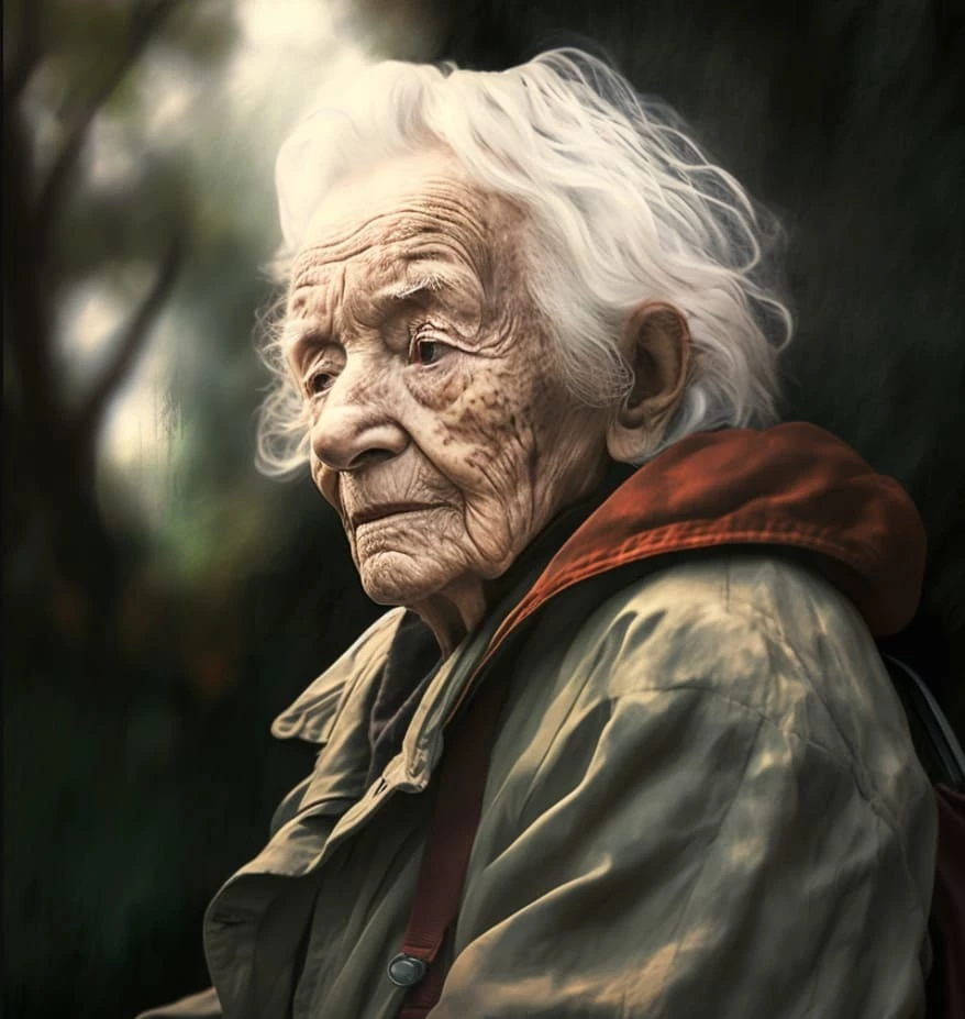 Портрет пожилого человека в парке