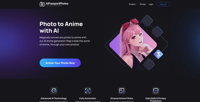 aipassportphotos может не только сделать идеальную фотографию для документов, но и превратить изображение в anime art
