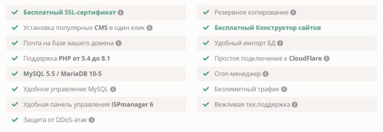 В каждый тарифный план входит следующий набор дополнительных «плюшек»