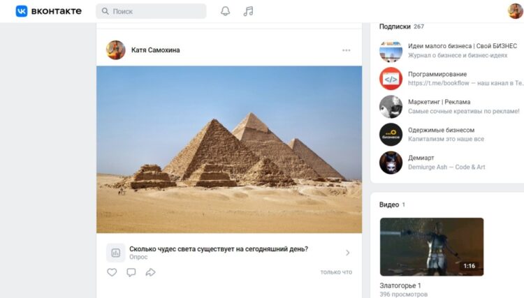 Пример того, как может выглядеть опрос ВК