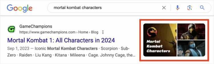 Текстовые результаты с картинками в Google