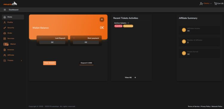 В дашборде ЛК можно видеть разве что информацию по балансу