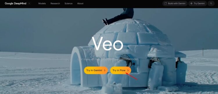 Главная страница ИИ-сервиса VEO 3