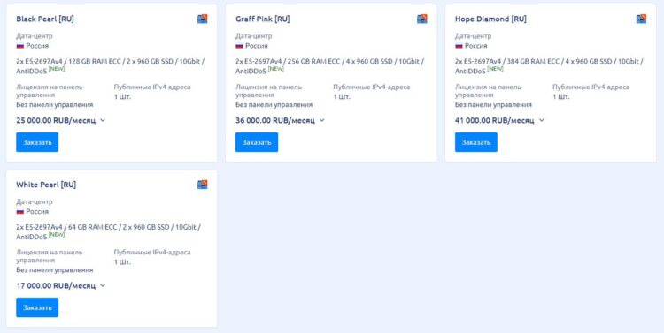 Цена на выделенные сервера в UFO HOSTING