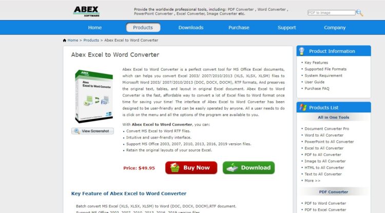 Abex Excel to Word Converter