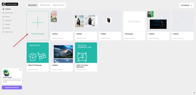 С помощью команды Create New Project можно создать новый проект
