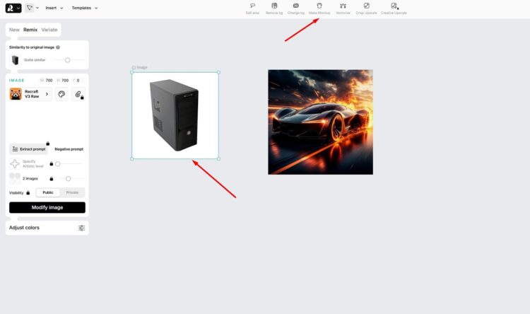 Преобразование производится через функцию Make Mockup