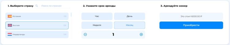 Пример стоимости аренды номера долгосрочно в SMS-man.com