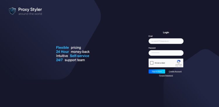 Форма входа в личный кабинет proxystyler.com