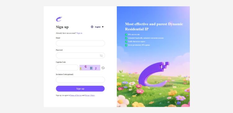 Форма регистрации для новых пользователей cliproxy.com