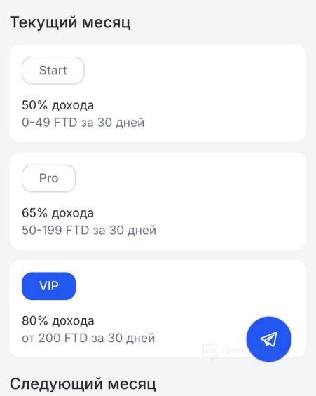 VIP-система для партнеров 1TRADE Partners