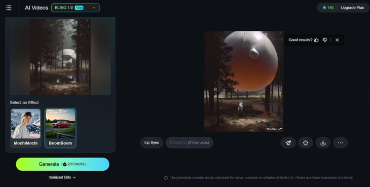 Пример интерфейса нейросети для создания ИИ-видео