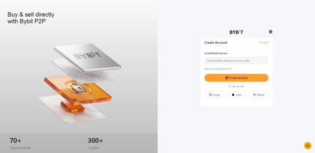 Форма регистрации для новых клиентов Bybit