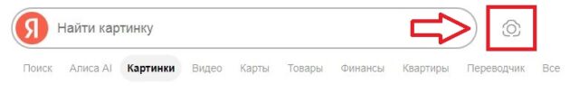 Значок камеры позволит открыть поиск по яндекс картинкам